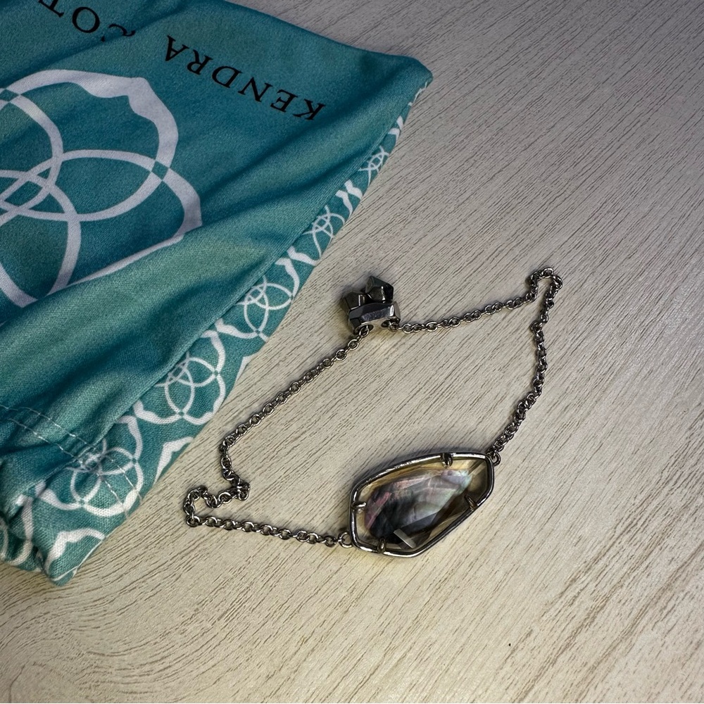 Kendra Scott Silver Bracelet with Black Mother of Pearl, adjustable